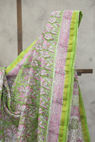 Green HBP Cotton Silk Saree With Chanderi Border - SRGCSS787