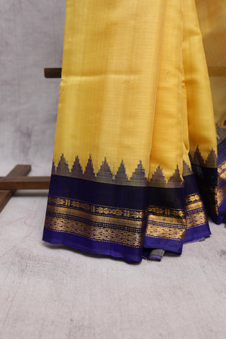 Yellow Cotton Gadwal Saree - SRYCGS93