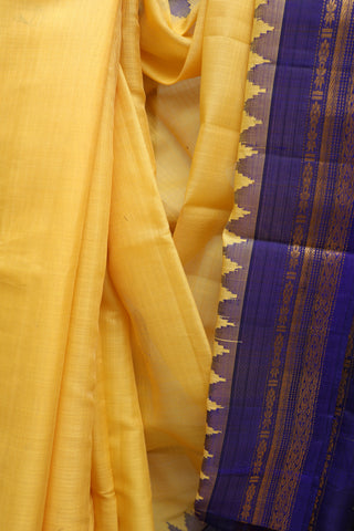 Yellow Cotton Gadwal Saree - SRYCGS93