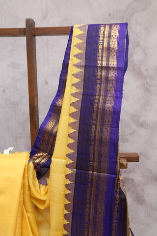 Yellow Cotton Gadwal Saree - SRYCGS93