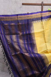 Yellow Cotton Gadwal Saree - SRYCGS93