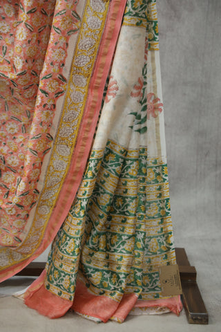 Peach HBP Cotton Silk Saree With Chanderi Border - SRPCSS788