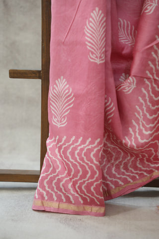 Pink HBP Cotton Silk Saree With Chanderi Border - SRPCSS789