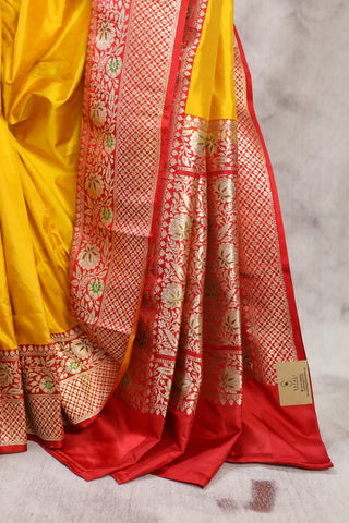 Yellow Banarasi Silk Saree-SRYBSS333