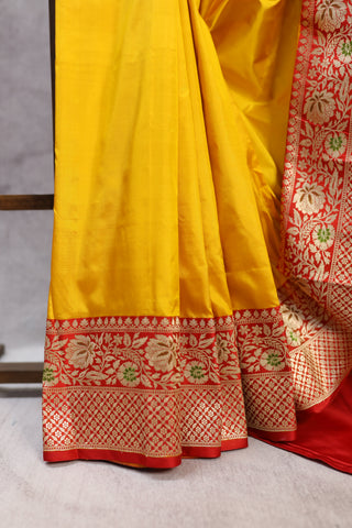 Yellow Banarasi Silk Saree-SRYBSS333