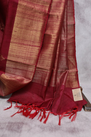 Wine Raw Silk Saree - SRWRSS322