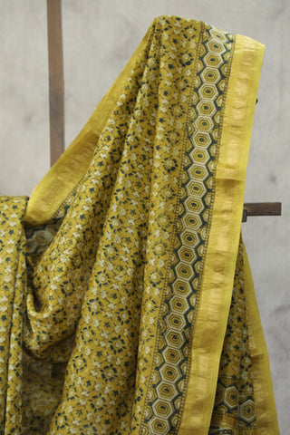 Yellow HBP Cotton Silk Saree With Maheshewari Border - SRYCSS919