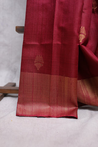 Wine Raw Silk Saree - SRWRSS322