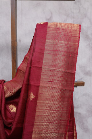 Wine Raw Silk Saree - SRWRSS322