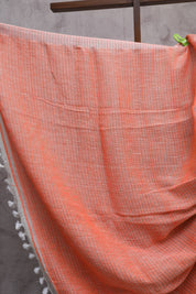 White Parrot Design Linen Jamdani Saree - SRWLJS212