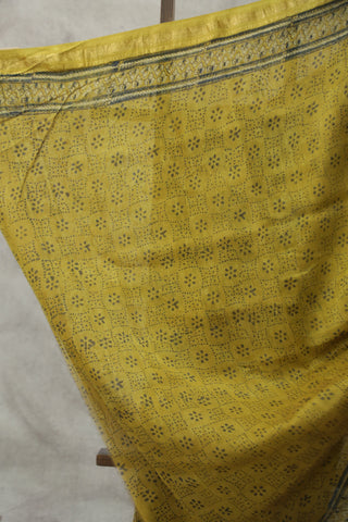 Yellow HBP Cotton Silk Saree With Maheshewari Border - SRYCSS920