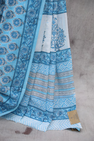 Blue HBP Cotton Saree - SRBCS1433 (RD09)