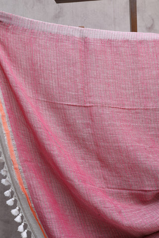 White Parrot Design Linen Jamdani Saree -SRWLJS219