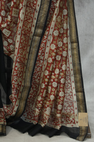 Black HBP Cotton Silk Saree With Maheshwari Border - SRBCSS827