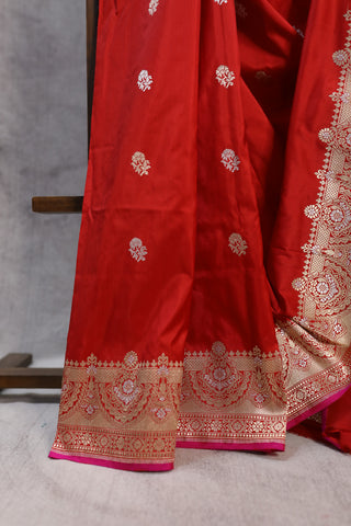 Red Banarasi Silk Saree-SRRBSS394