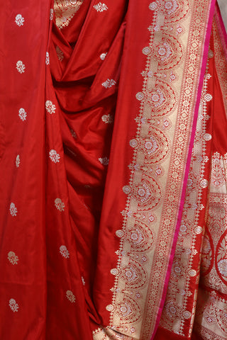 Red Banarasi Silk Saree-SRRBSS394