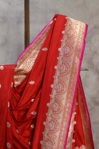 Red Banarasi Silk Saree-SRRBSS394