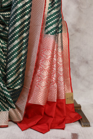 Green Banarasi Silk Saree-SRGBSS384