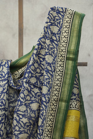 Blue HBP Cotton Silk Saree With Maheshwari Border - SRBCSS841