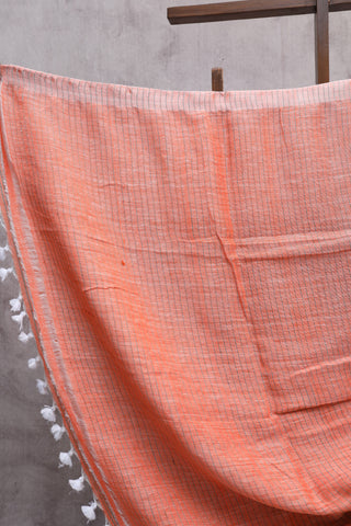 Grey Parrot Design Linen Jamdani Saree -SRGLJS213