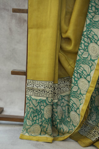 Olive HBP Cotton Silk Saree With Chanderi Border - SROCSS837