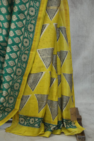 Green HBP Cotton Silk Saree With Chanderi Border - SRGCSS824