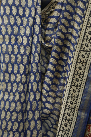 Blue HBP Cotton Silk Saree With Maheshwari Border - SRBCSS822