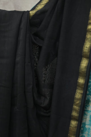 Black HBP Cotton Silk Saree With Maheshwari Border - SRBCSS816