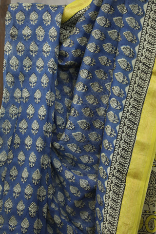 Blue HBP Cotton Silk Saree With Maheshwari Border - SRBCSS815