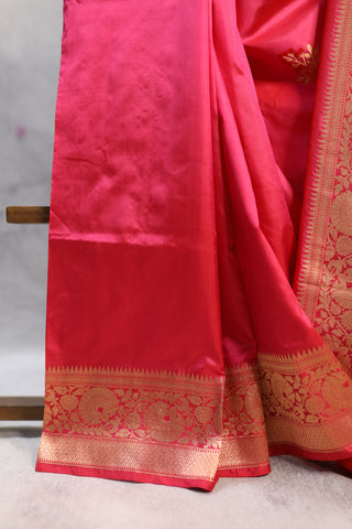 Rani Pink Banarasi Silk Saree-SRRPBSS414