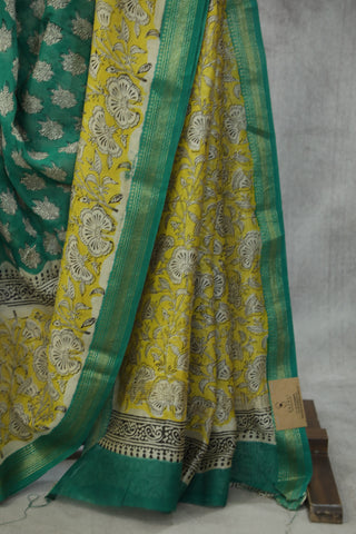 Green HBP Cotton Silk Saree With Maheshwari Border - SRGCSS807