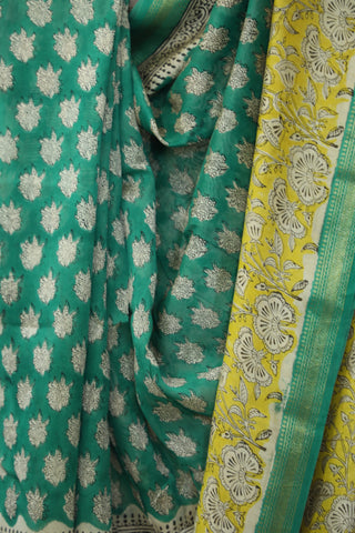 Green HBP Cotton Silk Saree With Maheshwari Border - SRGCSS807