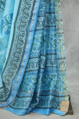 Blue HBP Cotton Silk Saree With Chanderi Border - SRBCSS806