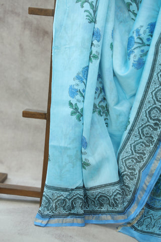 Blue HBP Cotton Silk Saree With Chanderi Border - SRBCSS806