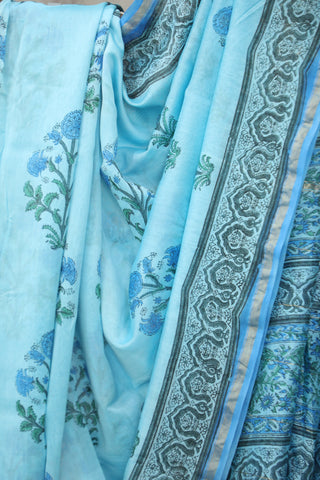 Blue HBP Cotton Silk Saree With Chanderi Border - SRBCSS806