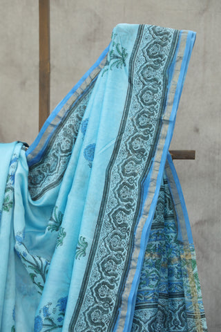 Blue HBP Cotton Silk Saree With Chanderi Border - SRBCSS806