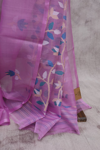 Lilac Muslin Jamdani Saree- SRLMJS17