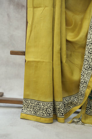 Olive HBP Cotton Silk Saree With Chanderi Border - SROCSS805