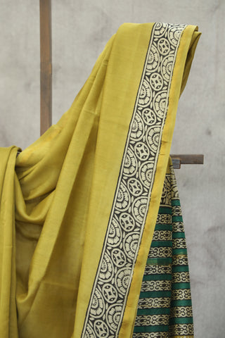 Olive HBP Cotton Silk Saree With Chanderi Border - SROCSS805