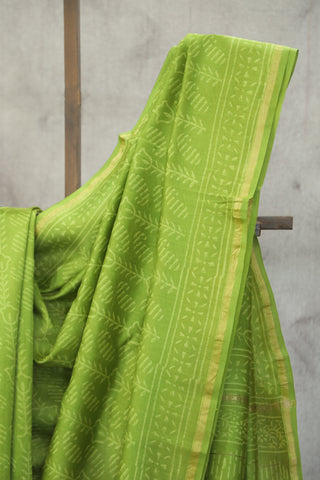 Green HBP Cotton Silk Saree With Chanderi Border - SRGCSS836