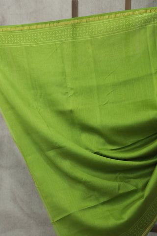 Green HBP Cotton Silk Saree With Chanderi Border - SRGCSS836