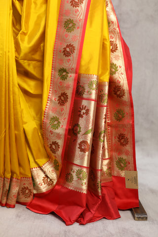 Yellow Banarasi Silk Saree-SRYBSS313