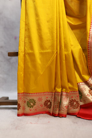 Yellow Banarasi Silk Saree-SRYBSS313