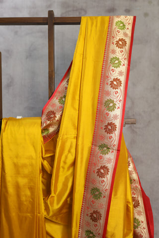 Yellow Banarasi Silk Saree-SRYBSS313