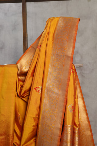 Orange Banarasi Silk Saree-SROBSS392