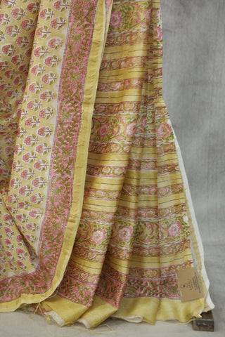 Yellow HBP Cotton Silk Saree With Chanderi Border - SRYCSS828