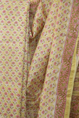 Yellow HBP Cotton Silk Saree With Chanderi Border - SRYCSS828