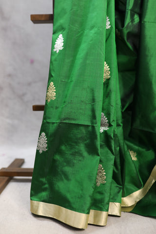 Green Banarasi Silk Saree-SRGBSS355