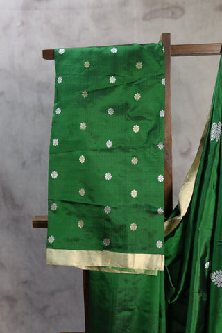 Green Banarasi Silk Saree-SRGBSS355