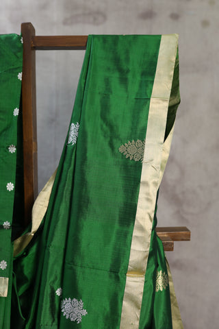 Green Banarasi Silk Saree-SRGBSS355